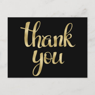 Goud dank u briefkaarten, folie lettertype briefkaart