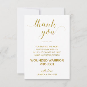 Goud Dank U Donatie aan Goede Doelen Wedding Kaart