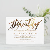 Goud de ochtend na de bruiloft brunch kaart (Staand voorkant)