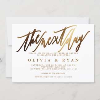 Goud de ochtend na de bruiloft brunch kaart