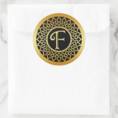 GOUD DECORATIEF MONOGRAM LETTER F RONDE STICKER (Tas)