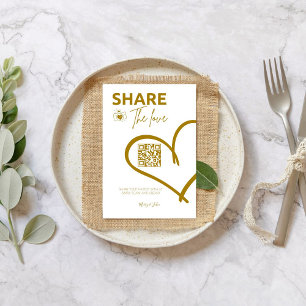 Goud Deel de liefde Trouwfoto Deel QR-code Reclamebord Met Voetstuk