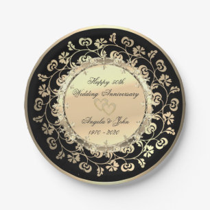 Goud Diamanten Bloemen 50ste Trouwdag Jubileum Papieren Bordje