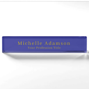 Goud & Diepblauw Kleur Professional Plain Modern Naambordje
