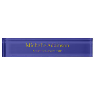 Goud & Diepblauw Kleur Professional Plain Modern Naambordje