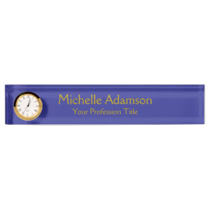 Goud & Diepblauw Kleur Professional Plain Modern Naambordje
