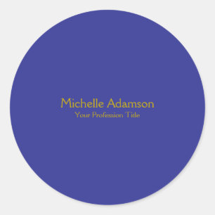 Goud & Diepblauw Kleur Professional Plain Modern Ronde Sticker