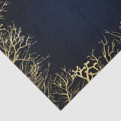 Goud & Donker Marineblauw Elegant Koraal Bruiloft Tissuepapier (Detail)