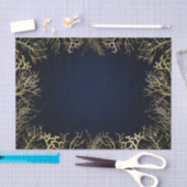 Goud & Donker Marineblauw Elegant Koraal Bruiloft Tissuepapier (Craft)