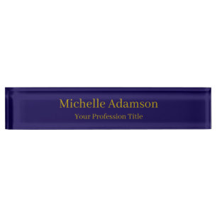 Goud & Donkerblauw Kleur Professional Plain Modern Naambordje