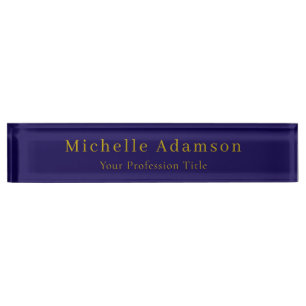 Goud & Donkerblauw Kleur Professional Plain Modern Naambordje
