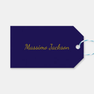 Goud & Donkerblauwe Kleur Professionele Eenvoudige Cadeaulabel
