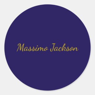 Goud & Donkerblauwe Kleur Professionele Eenvoudige Ronde Sticker