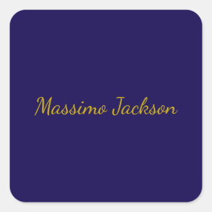 Goud & Donkerblauwe Kleur Professionele Eenvoudige Vierkante Sticker