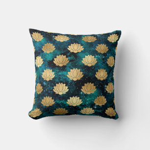 Goud & Donkergroen Galaxy Dharma Mandala Patroon Kussen