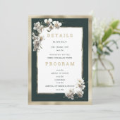 Goud donkergroen wit elegante orchidee Details Kaart (Staand voorkant)