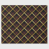 Goud & Donkerrode Tartan Plaid Kerstmis Cadeaupapier (Vlak)