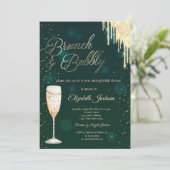 Goud druppels wijn Groen brunch & bubbels Kaart (Staand voorkant)