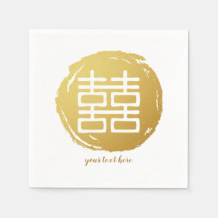 Goud Dubbel Geluk Trouwfeest Servet Set