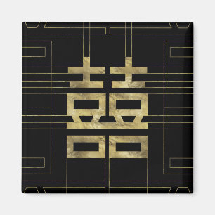 Goud dubbel gelukssymbool Geometrisch Magneet