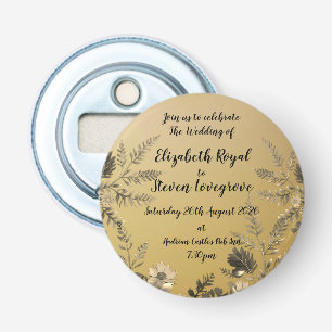 Goud Duidelijk & Eenvoudig Licht Bloemen Ontwerp T Button Flesopener