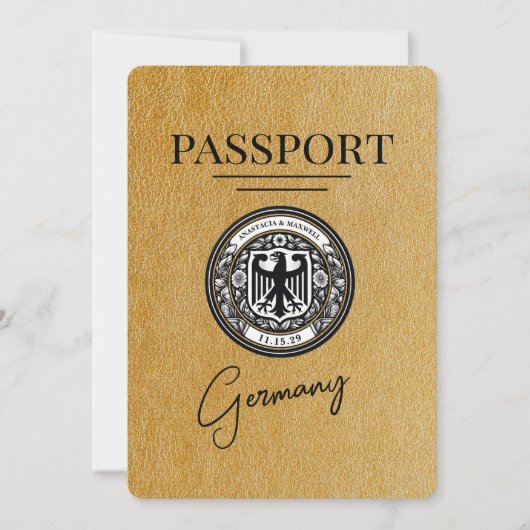 Goud Duitsland paspoort Bewaar de datum Save The Date (Voorkant)