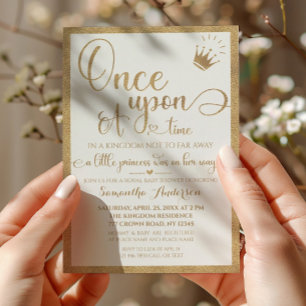 Goud Eens Een Keer Een Prinses Baby Shower Kaart