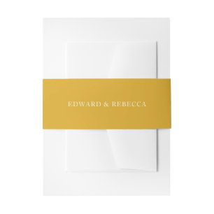 Goud Eenvoudig Elegant Effen Kleur Huwelijk Uitnodigingen Wikkel