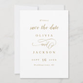 Goud eenvoudig elegant romantisch manuscript spare save the date (Voorkant)