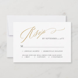 Goud Eenvoudig Elegant Script Maaltijd Keuze Bruil RSVP Kaartje