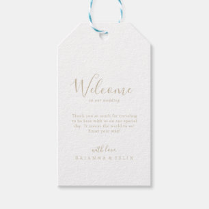 Goud Eenvoudig Minimalistisch Bruiloft Welkomstges Cadeaulabel