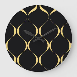 Goud, eenvoudig, modern, luxe golvend grafisch grote klok