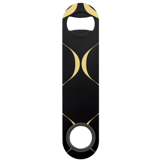 Goud, eenvoudig, modern, luxe golvend grafisch speed flessenopener (Voorkant)