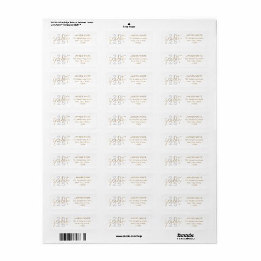 Goud Eenvoudig Modern Script Afstuderen Retouradre Etiket (Full Sheet)