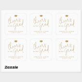 Goud Eenvoudig Modern Script Cheers Afstuderen Vierkante Sticker (Vel)