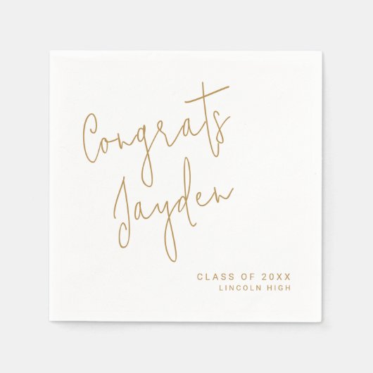 Goud Eenvoudig Modern Script Congrads Afstuderen Servet (Voorkant)