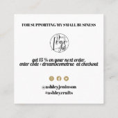 Goud eenvoudig zwart retro manuscriptorde dank u vierkante visitekaartje (Achterkant)