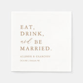 Goud Eet Drink en Wees Getrouwd Trouw Bar Servette Servet (Voorkant)