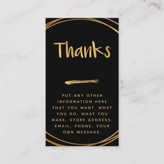 Goud effect dank u sociale links insert kaart (Voorkant)