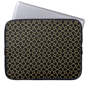 Goud-effect op zwarte Islamitische Patroon Laptop  Sleeve