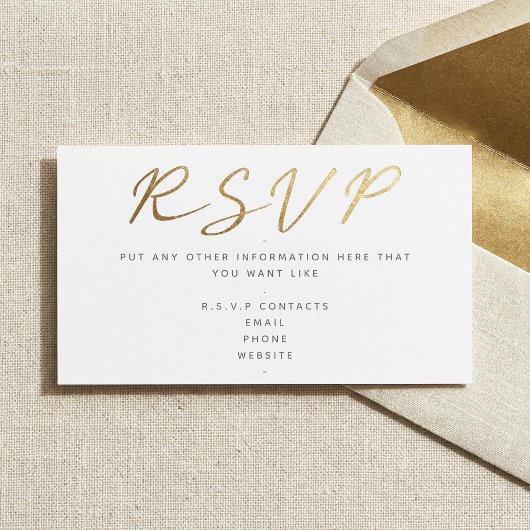 Goud effect schrift, RSVP wit Informatiekaartje