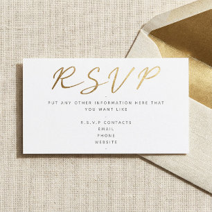 Goud effect script, RSVP wit Informatiekaartje