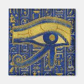 Goud Egyptisch Oog van Horus - Wadjet Lapis Lazuli Magneet (Voorkant)