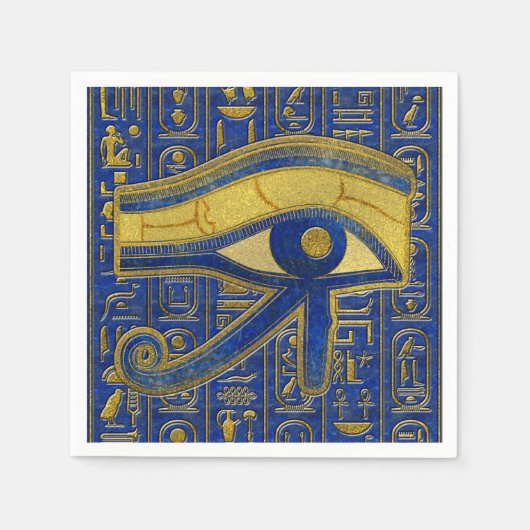 Goud Egyptisch Oog van Horus - Wadjet Lapis Lazuli Servetten (Voorkant)