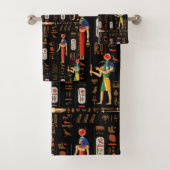 Goud-Egyptische hiërogliefen en godslastering op z Bad Handdoek (Insitu)