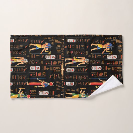 Goud-Egyptische hiërogliefen en godslastering op z Bad Handdoek (Handdoek)