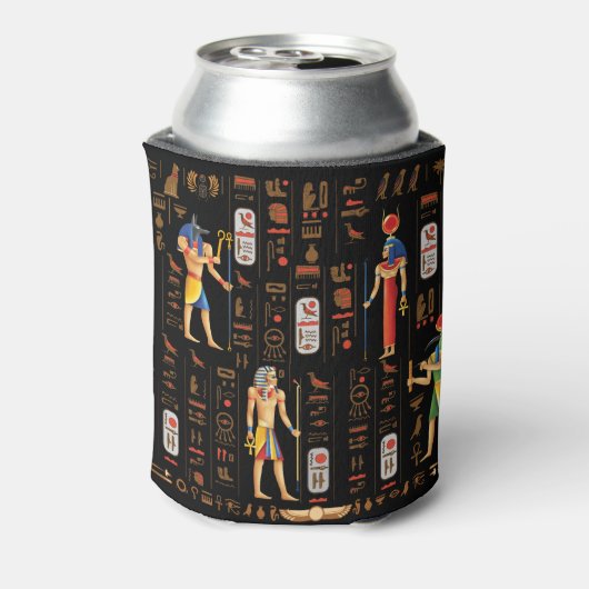 Goud-Egyptische hiërogliefen en godslastering op z Blikjeskoeler (Blikje Achterkant)