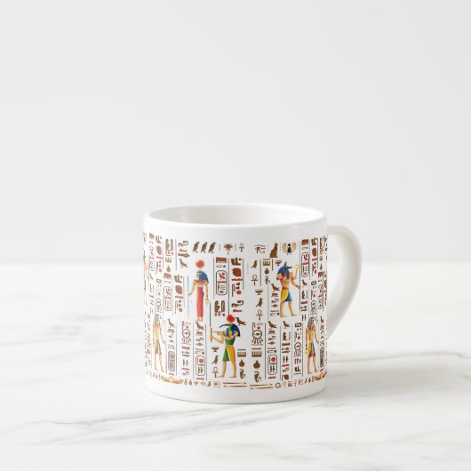 Goud-Egyptische hiërogliefen en godslastering op z Espresso Kop (Voorkant rechts)