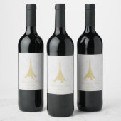 Goud Eiffel Tower Damask Weddenschap Wine Label Wijn Etiket (Flessen)