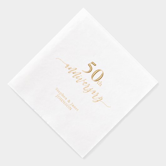 Goud | Elegant 50ste bruiloft Jubileum Folie Servetten (Rechts)